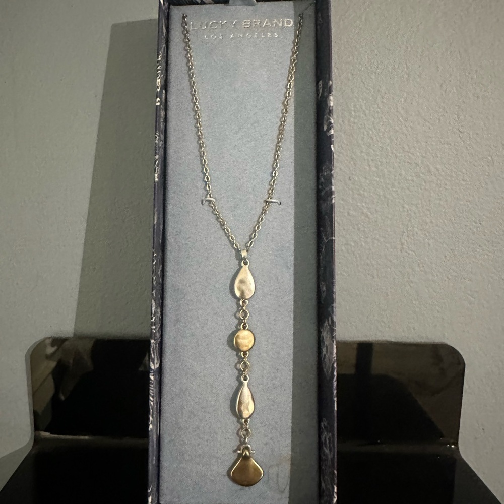 Lucky Brand Gold and Silver Teardrop Necklace New In Box